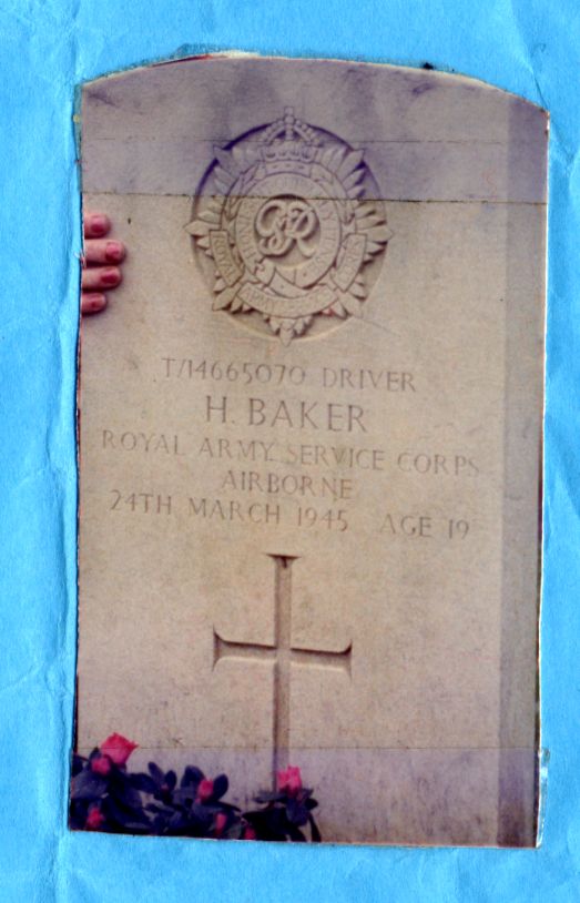 Harry Baker's grave stone in close up