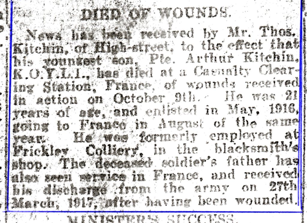 Newspaper cutting giving details of his death