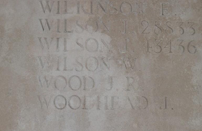 john's name inscribed on the poziers memorial reads j r wood