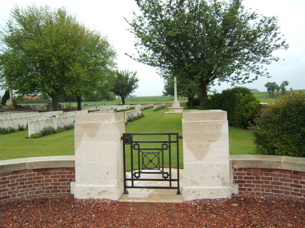 The entrance gates to Doingt Communal Cemetery Extension