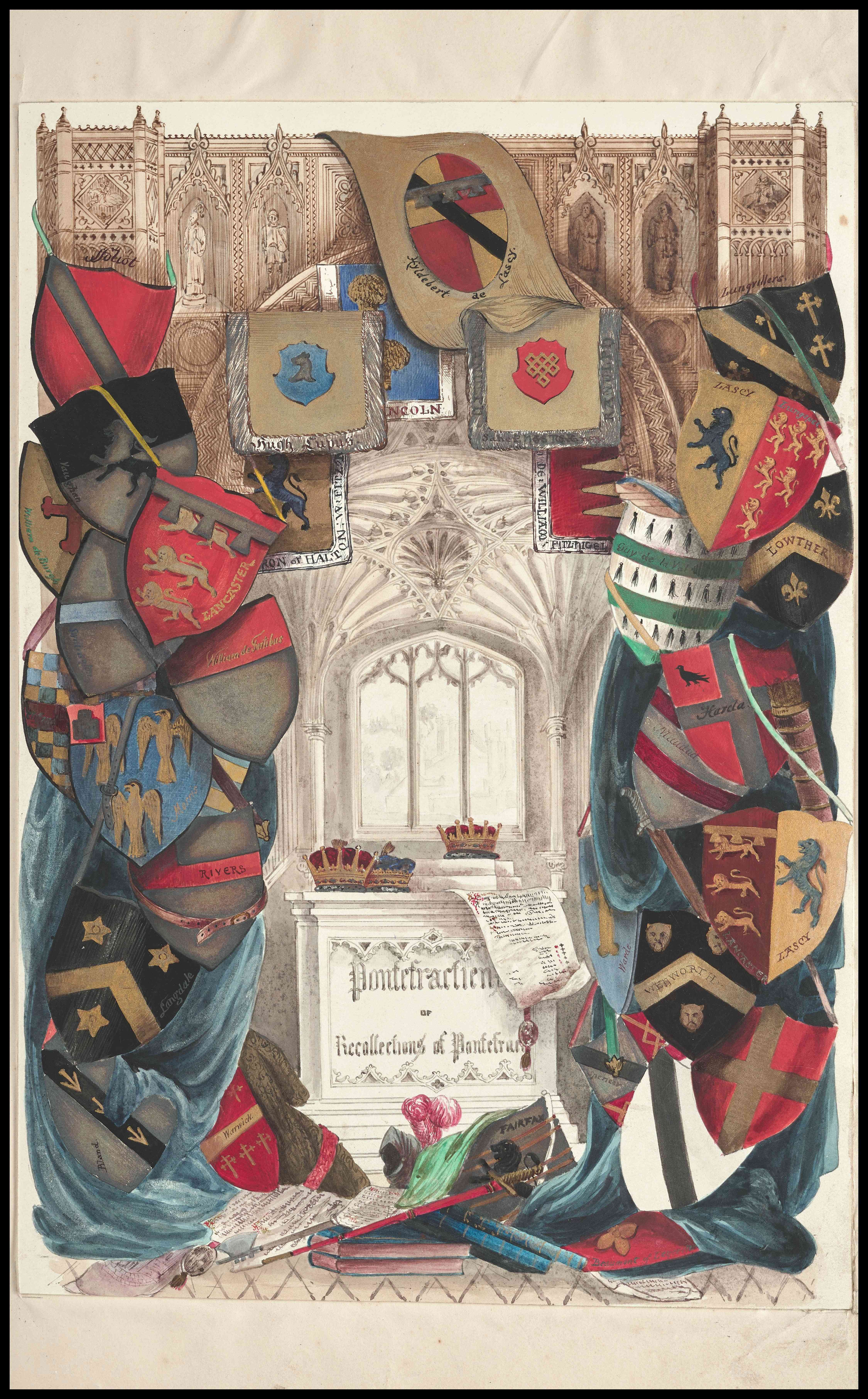 Pontefractiens of Recollections of Pontefract is a companion volume to the two volumes of Recollections of Pontefract by George Fox. It covers the history and pedigree of the families mentioned in the two main volumes. It was left unfinished at his death.