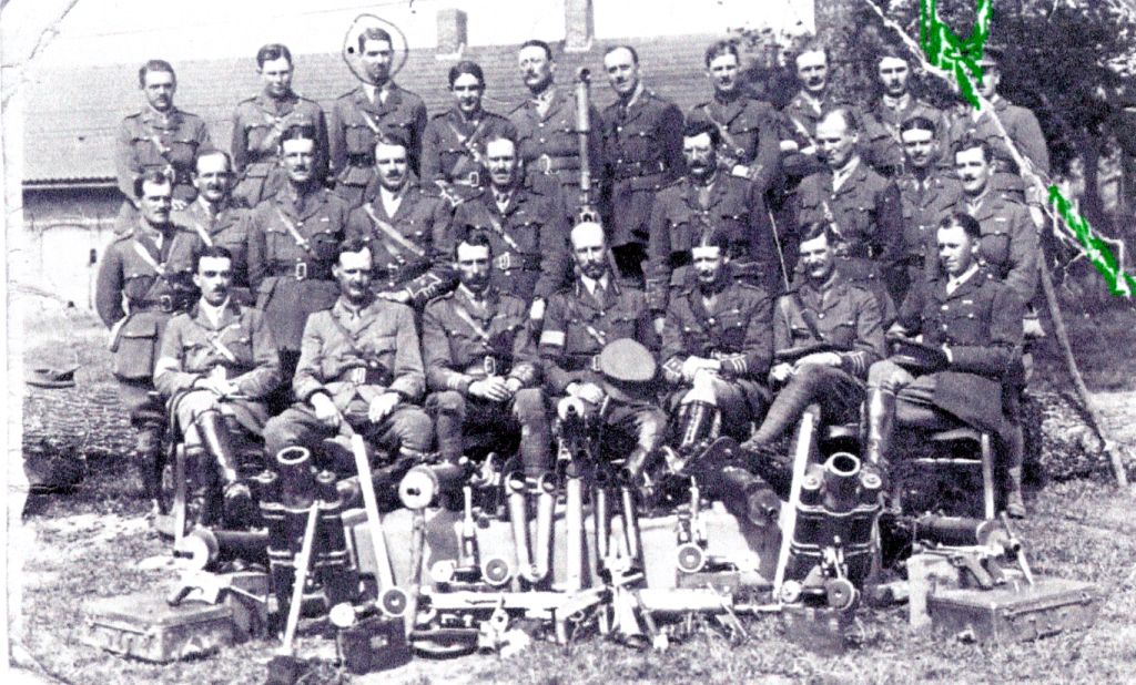 Photograph of a group of army officers, Bertram is at the back