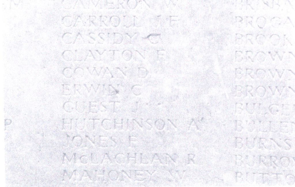 joseph's name carved onto the stone memorial