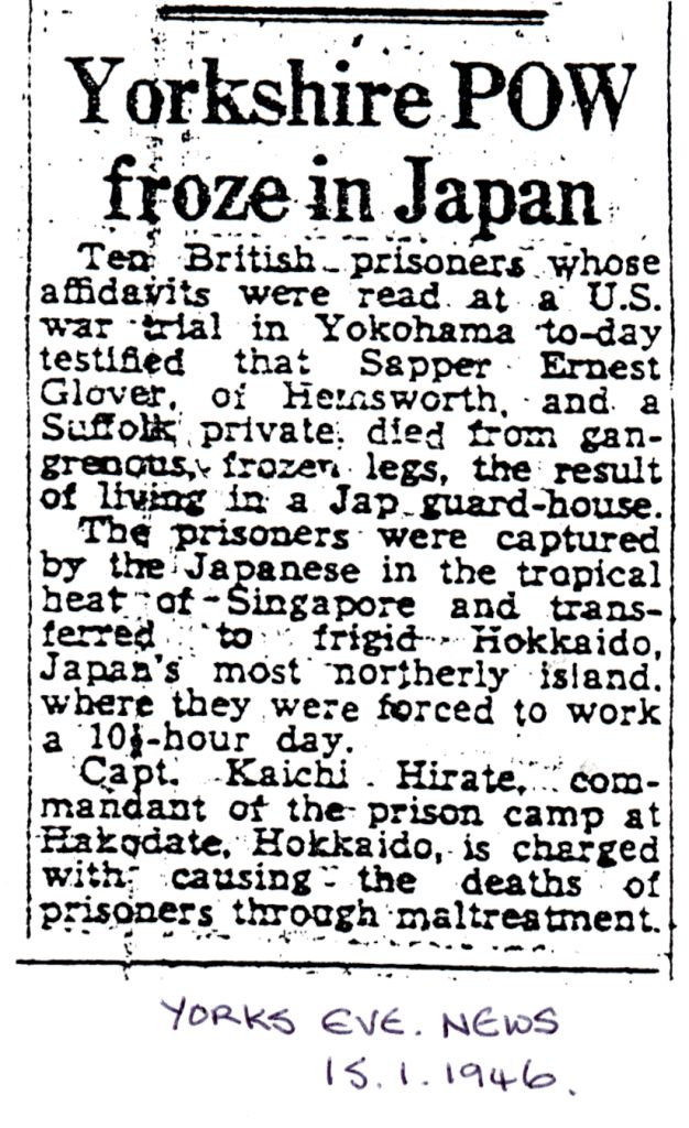 Newspaper account of the war trial into his death
