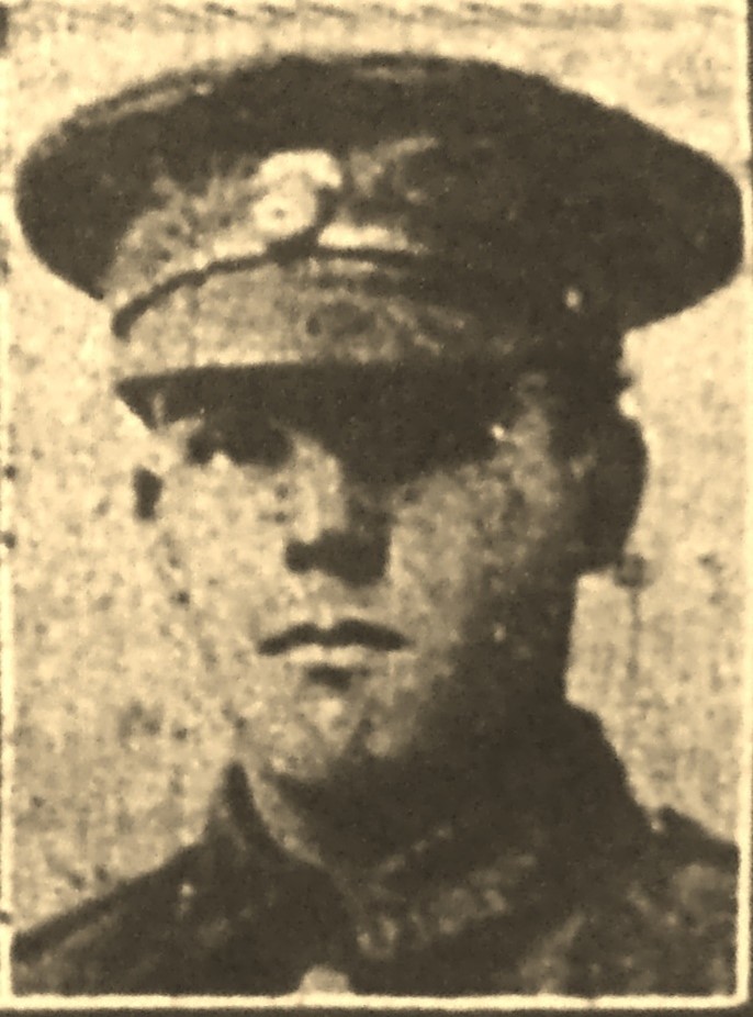 A sepia photograph, head and shoulders of Robert in his army uniform and cap